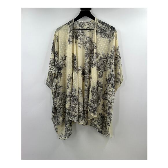 Maurices Other - Maurices Floral Off White Swiss Dot Flowy One Size Kimono